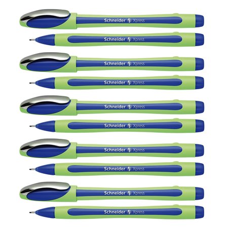SCHNEIDER PEN Xpress Fineliner Pen, Fiber Tip, 0.8 mm, Green, 10PK 190003
